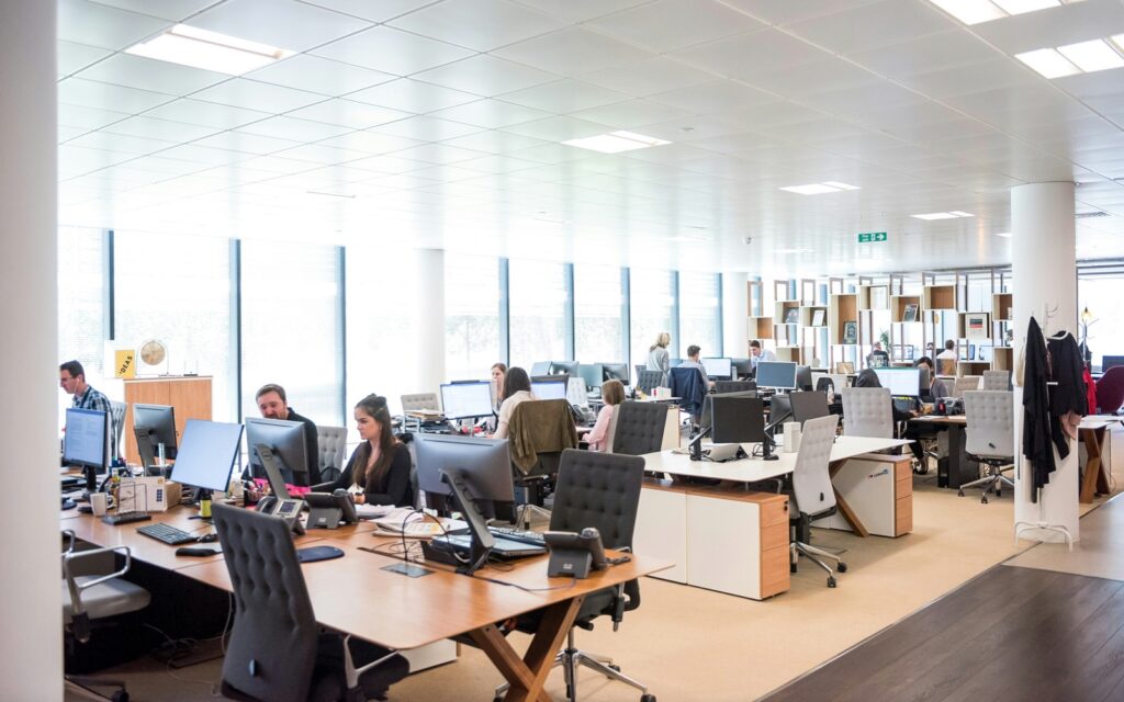 People working in office together